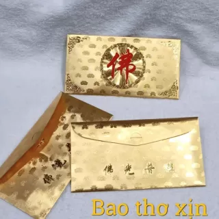 1 cái Bao thư cúng dường xịn mạ vàng
