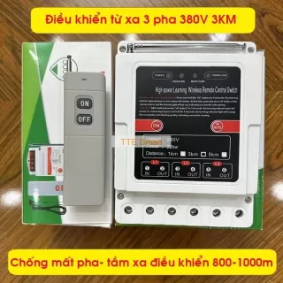 Công tắc điều khiển từ xa 3 pha 380V 3km 5km bảo vệ mất pha,chịu tải 10kw không cần lắp khởi động từ, có học lệnh