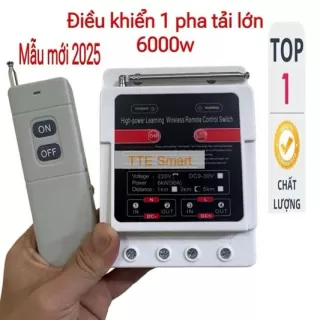 Điều khiển từ xa 1 pha ( Tải Lớn) 6000W /220V 90A có nút học lệnh, xuyên vật cản 400-1000m không cần lắp khởi bộ